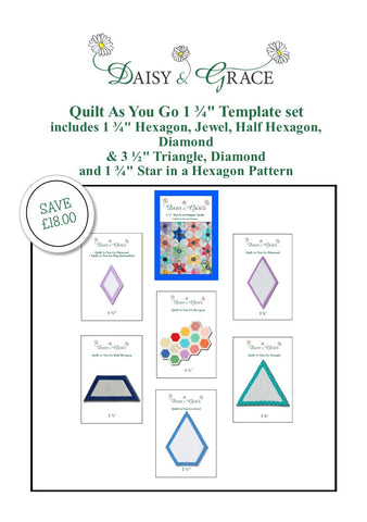 Daisy & Grace "Quilt As You Go" 1 3/4" Template Set-includes 6 templates and pattern