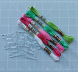 Modern Christmas Embroidery floss Set + 5 Daisy & Grace Floss bobbins