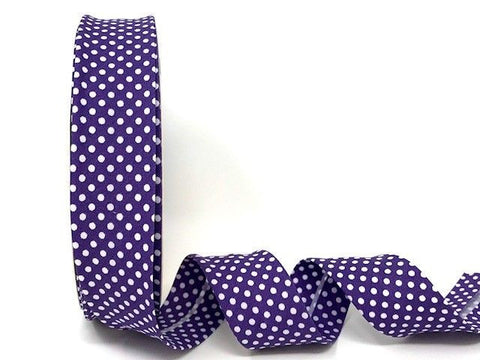 30mm Purple with White Polka Dot Bias Binding