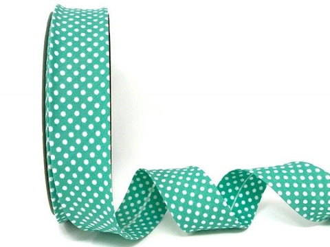 30mm Seafoam/Jade with White Polka Dot Bias Binding