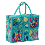 Zipped Bucket Bag Fabric pack & Templates - Turquoise Water Lilies