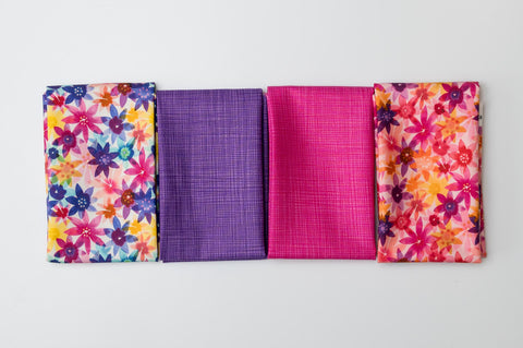 Flower Patches fabric bundle - 4 Fat 1/4's