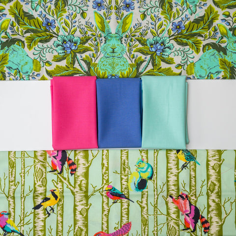 Tula Pink Full Moon Mint/Lilac fabric bundle - 5 Fat 1/4's