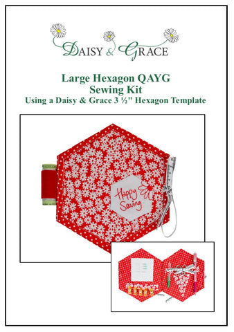 Large Hexagon Sewing Book Kit - Red Daisies