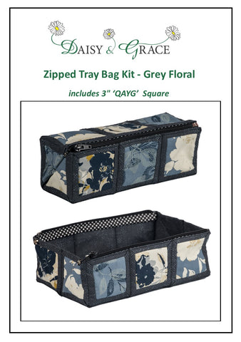 3" Square Tray bag - Grey Floral