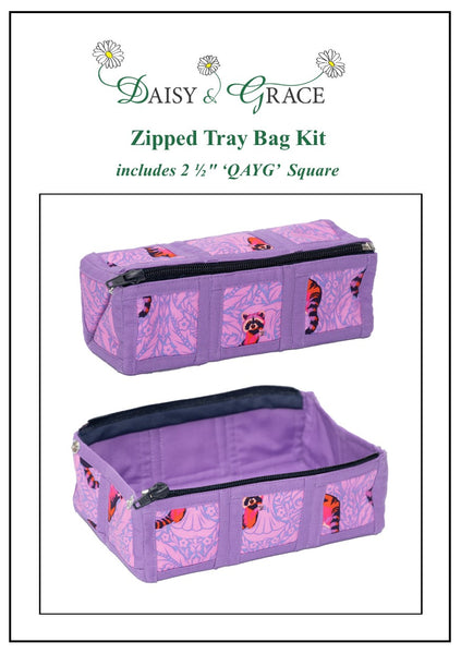 Zipped Tray bag - Tula Pink Racoons- Violet