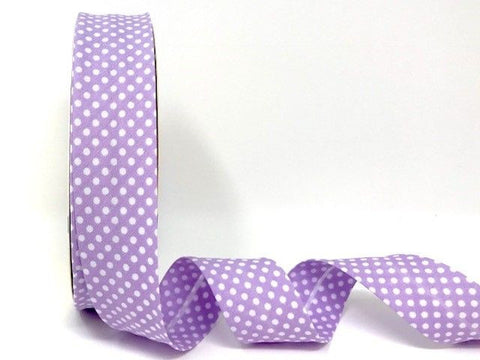 30mm Lilac with White Polka Dot Bias Binding