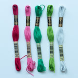 Modern Christmas Embroidery floss Set + 5 Daisy & Grace Floss bobbins